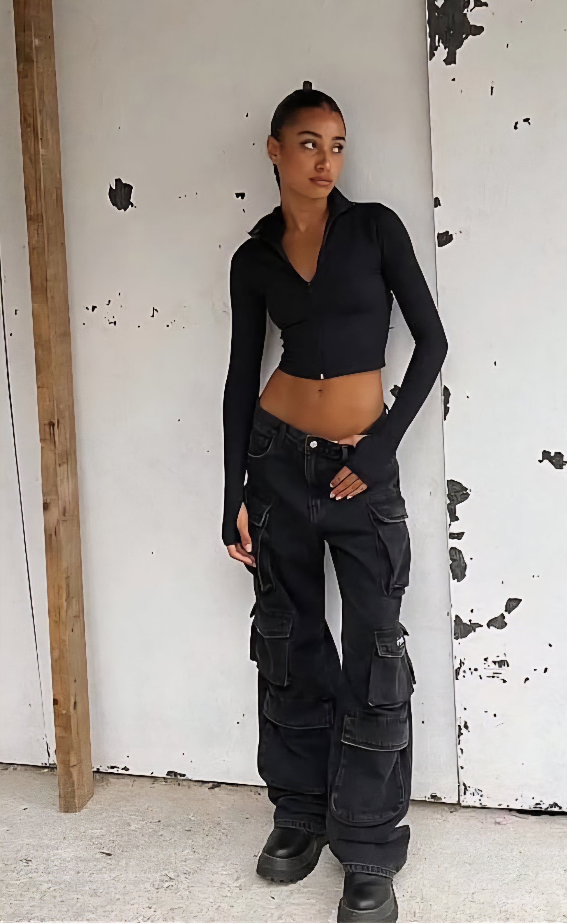 Cargo jeans in black